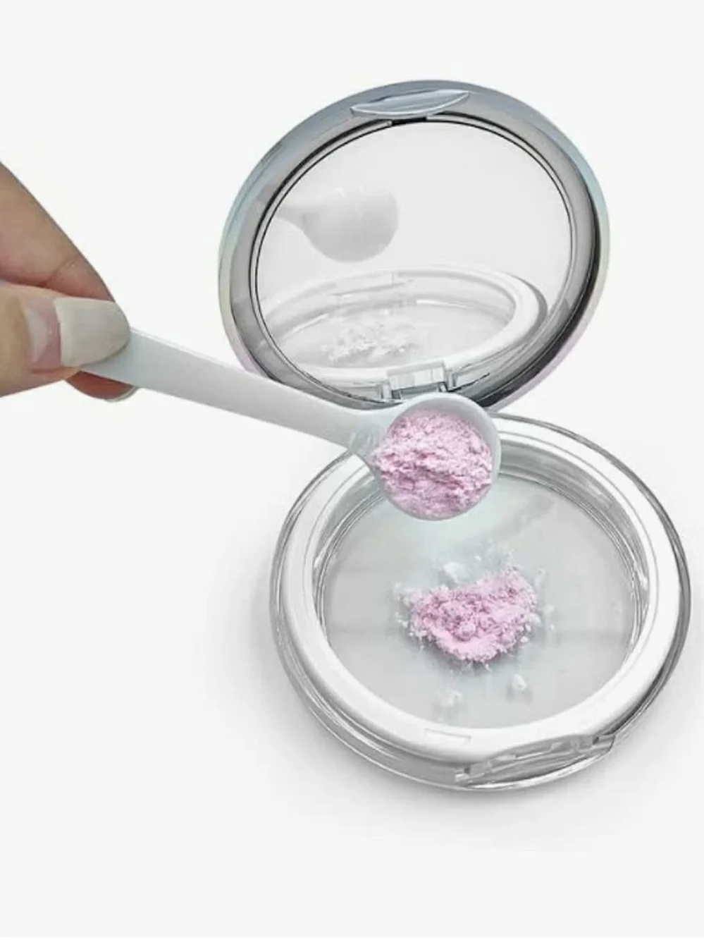 Reuseable Powder Compact Mirror Touch-Up Case with Puff - Iridescent BNIB